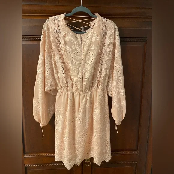 Few Moda | Dresses | Few Moda Blush Pink Long Sleeve Lace Dress With  Peekaboo Back Size Large | Poshmark